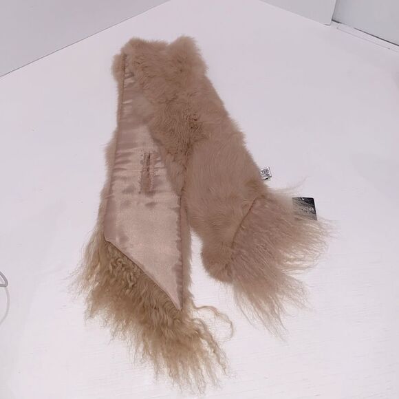 Collection XIIX 100% Rabbit Fur Scarf 40" Length Color Camel - Picture 6 of 12